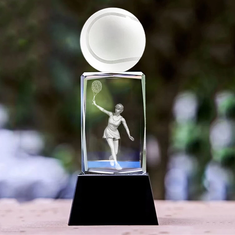 Badminton Europe - Customized Crystal Sculpture Trophy, Sports, Volleyball,