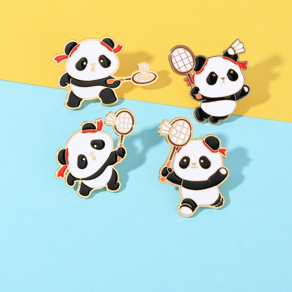 4Pcs/Set Funny Panda Play Badm - Badminton Icon recensie en prijs